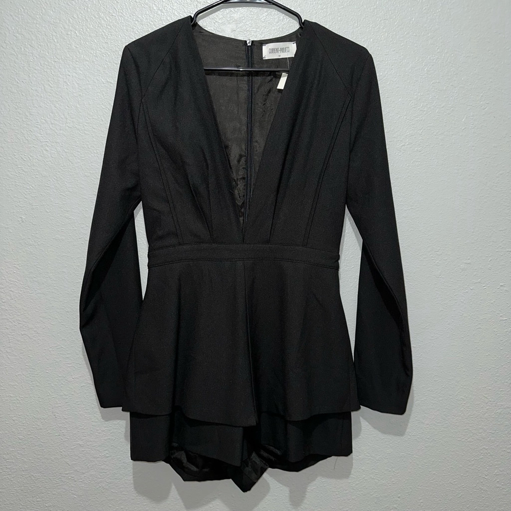 New Current Project One Piece Structured Blazer Romper Suit Skort Deep V medium